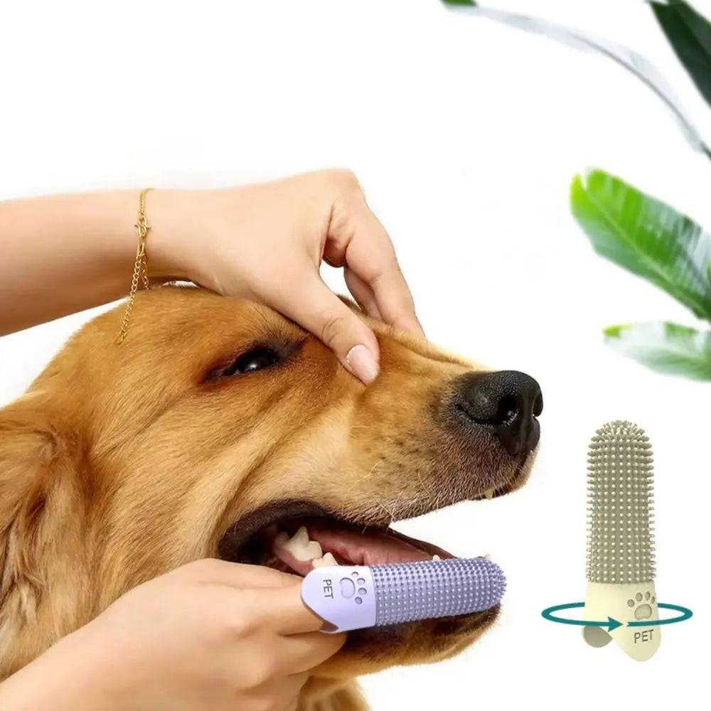 Dog Toothbrush, 360° Cleaning Finger Toothbrush for Dogs, Food Grade Silicone Dog Finger Toothbrush for Dogs & Cats Dental Care