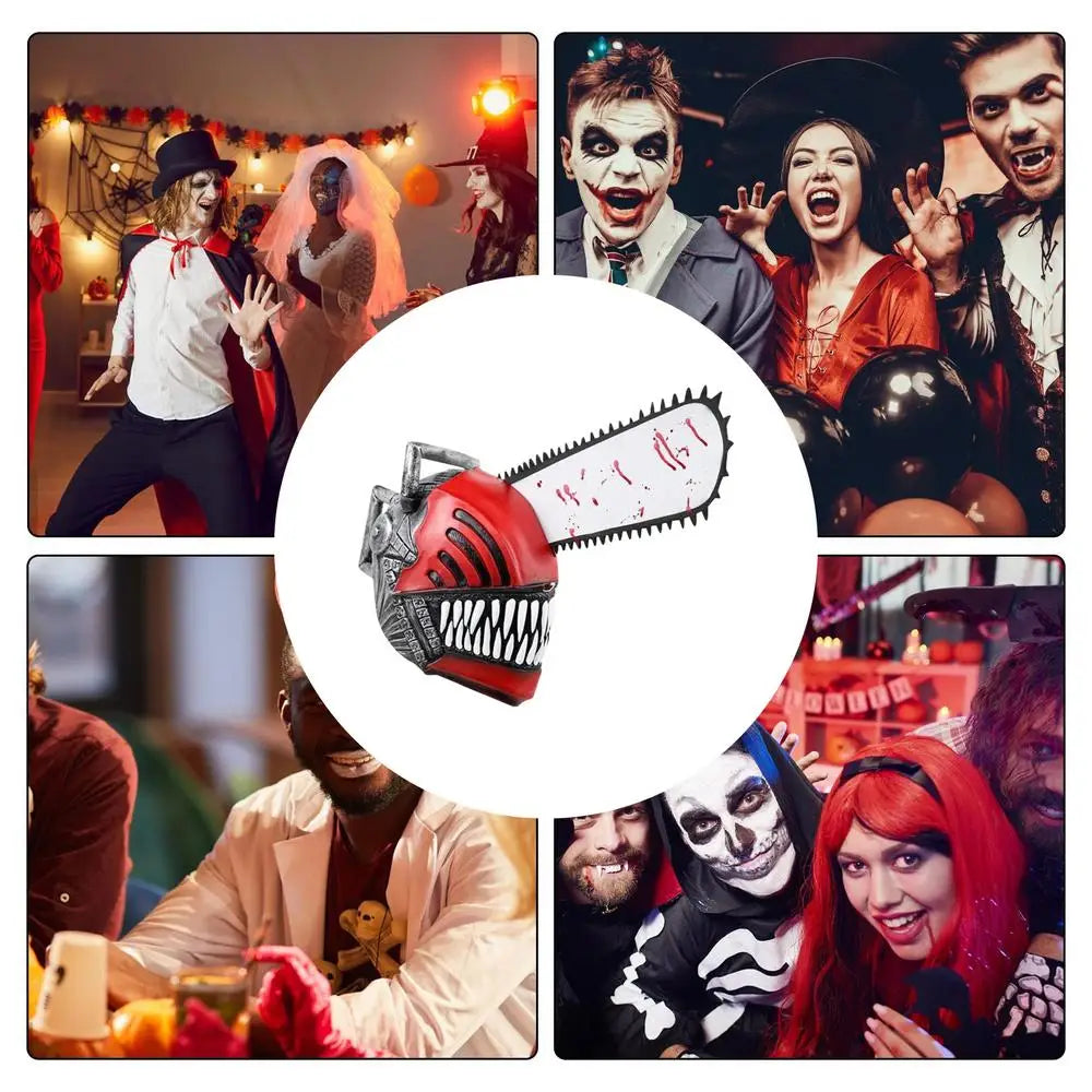 Horror Comics Chainsaw Man Latex Headset April Fool's Day Halloween Role Playing Mask Cosplay terror Headgear Mask Decor props