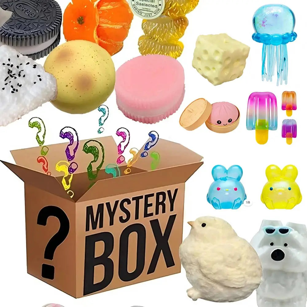 Mystery Blind Box Kawaii Cat Paw Mochi Squishy Toy, Slow Rebound Soft Squeeze Fidget, Cute Simulated Food Stress Relief Gift for Adults Kids, Desk Decor Anxiety Relief