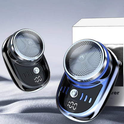Men Mini Electric Travel Shaver USB Charging Face Beard Trimmer with Digital Display Rechargeable Shaver Washable Car Home Razor