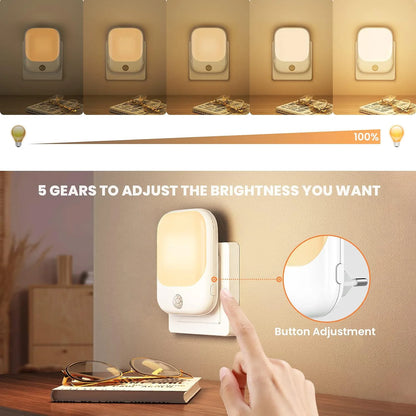 LED Motion Sensor Night Lights for Kids Bedroom Auto Dusk to Dawn Sensor Dimmable Wireless Cabinet Lamp