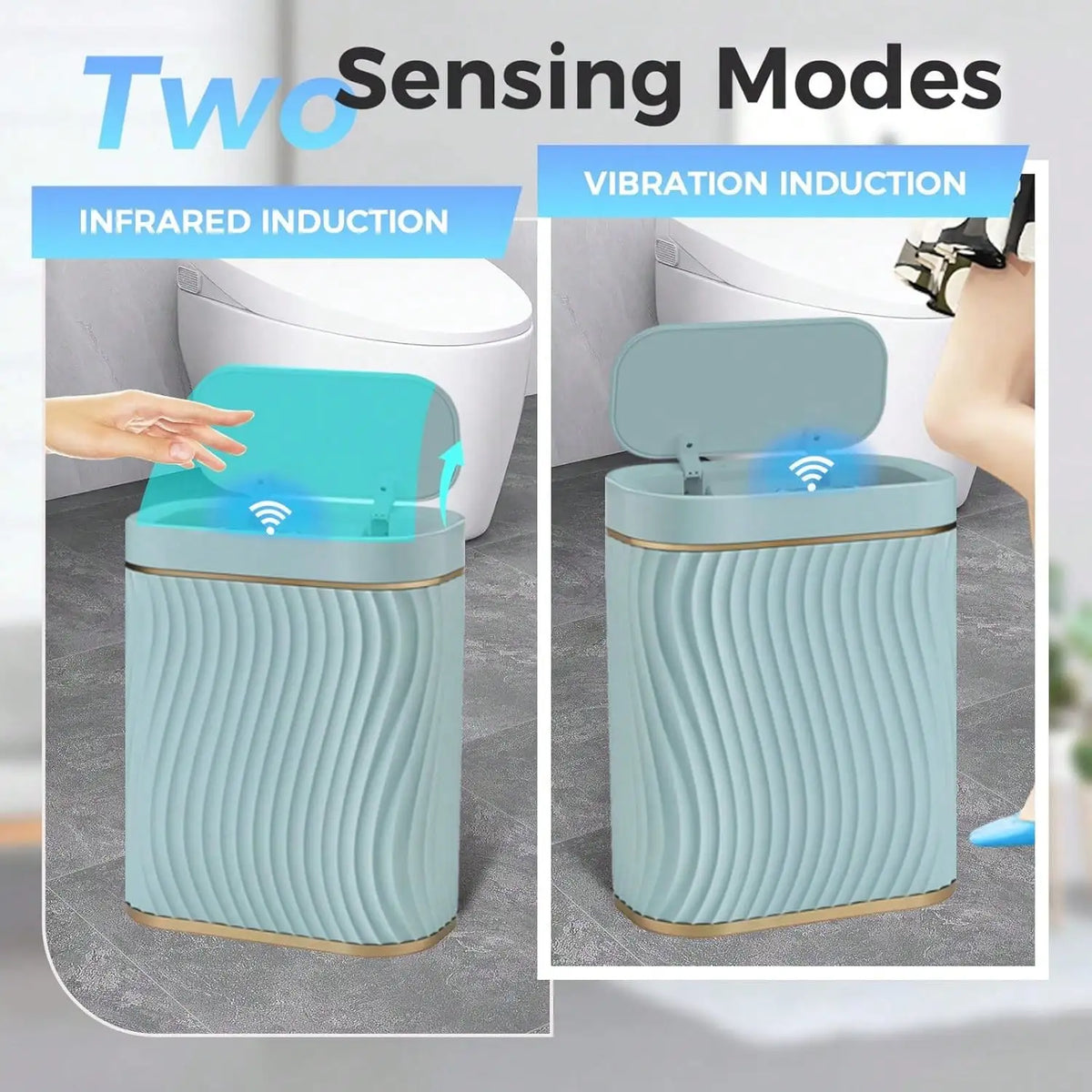 Smart Motion Sensor Trash Can, 2.6 Gallon Small Touchless Pop-Up Bin, Space Saving Waste Basket for Bathroom, Kitchen, Dorm & Bedroom, White