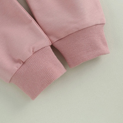 Citgeett Autumn Toddler Baby Girls Outfit Letters Print Long Sleeve Crew Neck Sweatshirt Elastic Waist Pants Fall Clothes