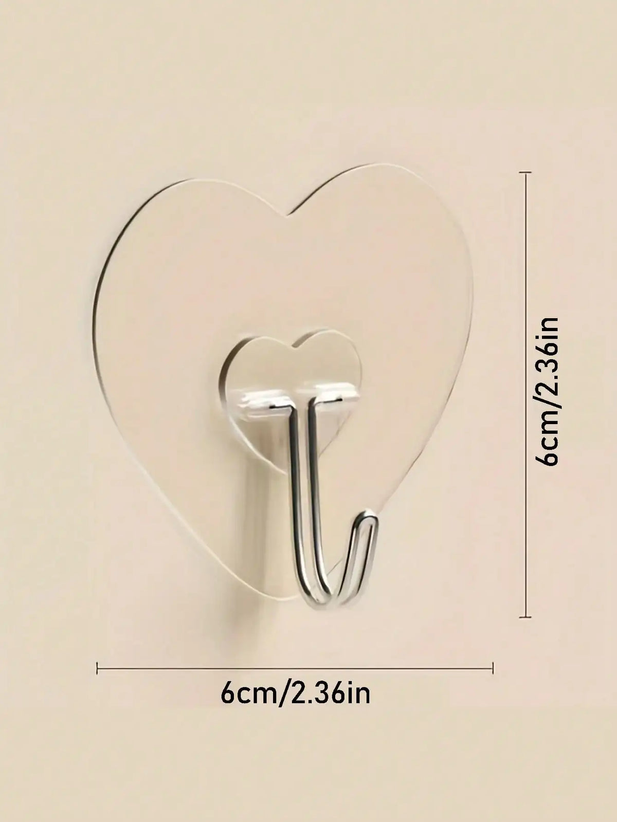 12/20/30/50/100pcs Strong Transparent Adhesive Wall Hooks - Casual Style, Easy To Install, No Drilling Required, Plastic Heart-Shaped Practical Hooks, Suitable For Kitchen And Bathroom, Bathroom Storage, Bathroom Decor, Autum