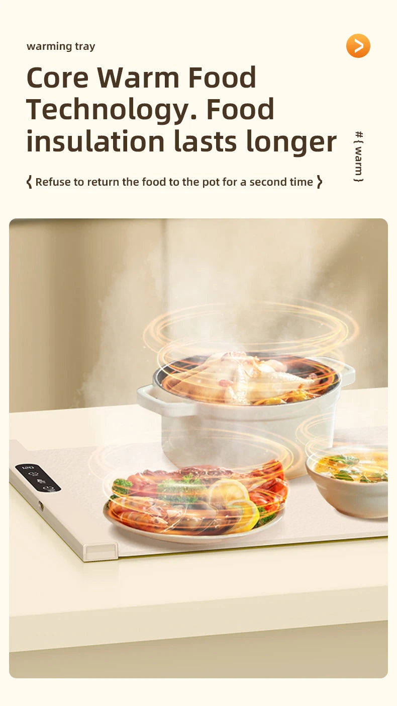 Electric Warming Tray Food Warmer Plate Foldable Portable Smart Food Fast Heating Mat Electric Warming Tray Food Warming Board