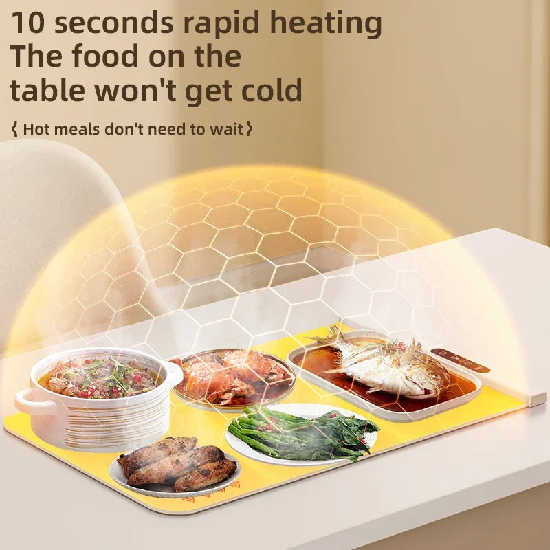 TINSOL Korean-Style Electric Silicone Food Warmer Pad Foldable Heating Tray Portable Buffet Warmer Pad 6 Temperature Settings