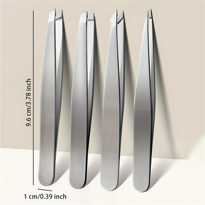 Eyebrow Tweezers Set 1/4 Pcs Stainless Steel Eyebrow Forceps Professional Beauty Tool Set For Facial Hair Inward Growing