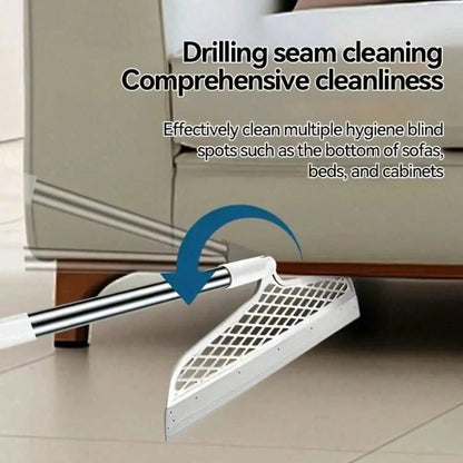 Silicone Broom, Silicone Floor And Carpet Cleaner, Plastic Handle For Stains And Spills, Home Cleaning Tool & Pet Hair Remover,Broom Sweeper.