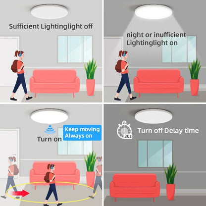 LED Motion Sensor Ceiling Lighting LED Radar Sensor Light for Room Hallways Aisle Stair Balcony Garage Induction Ceiling Lights