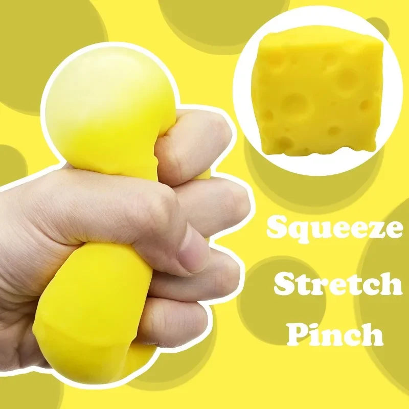 Cube Cheese Squeeze Toy Simulation Cheese Fidget Toy Slow Rebound Shapeable Venting Ball for Adult Stress-relief Squishy Toys