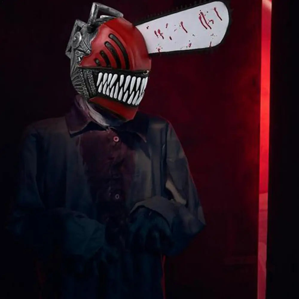 Horror Comics Chainsaw Man Latex Headset April Fool's Day Halloween Role Playing Mask Cosplay terror Headgear Mask Decor props