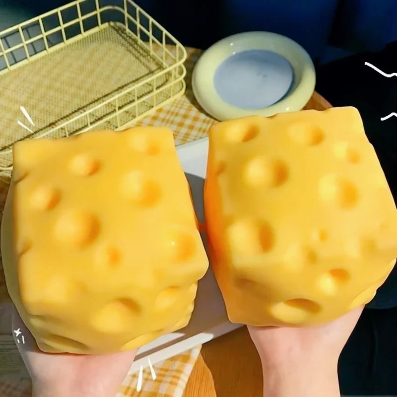 1pcs Giant Cheese Squeeze Toy Extra Large Size Cheese Squishy Fidget Toys Slow Rebound Shapeable Venting Ball for Adults Gifts