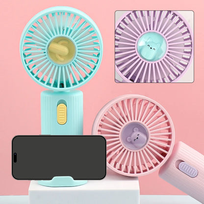 Handheld Fan Portable USB Rechargeable Fans Desk with Base Small Makeup Eyelash Cooler Dryer Women Outdoor Office Beauty Tools