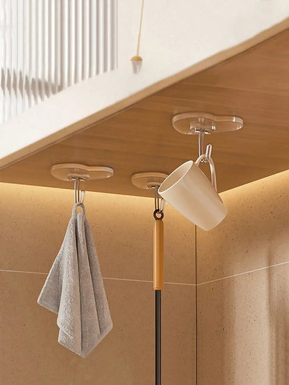 12/20/30/50/100pcs Strong Transparent Adhesive Wall Hooks - Casual Style, Easy To Install, No Drilling Required, Plastic Heart-Shaped Practical Hooks, Suitable For Kitchen And Bathroom, Bathroom Storage, Bathroom Decor, Autum