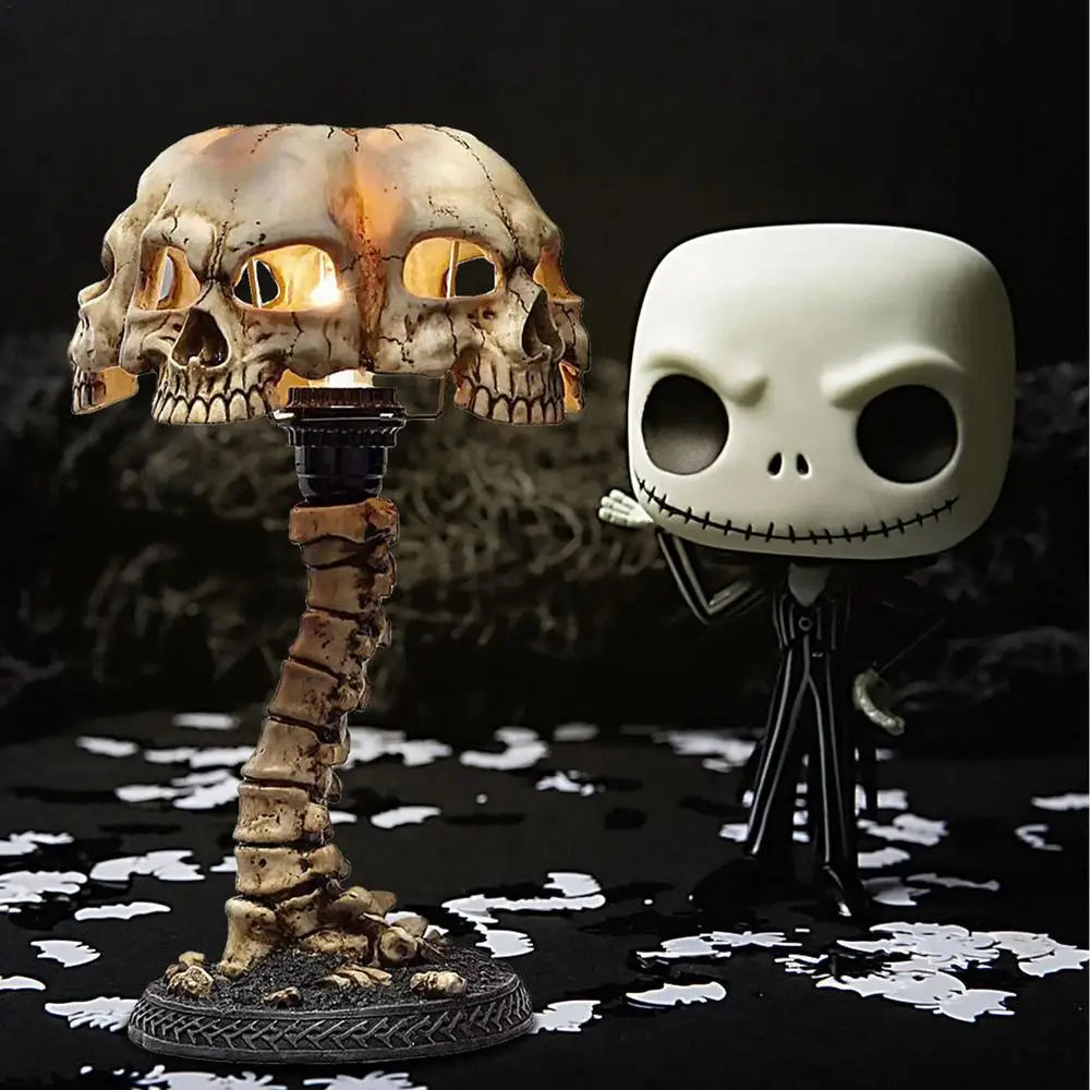 Skull Night Light Gothic Lamp 4 Head Skull Night Light Spooky Skull Lamp Light Gothic Lamp Halloween Decorative Lights