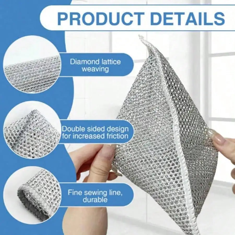5/10/20Pcs Metal Wire Scouring Pads, Scratch‑Resistant Reusable Woven Cleaning Cloths Wet‑Dry Use For Pots Sink Stove Tableware Kitchen Use