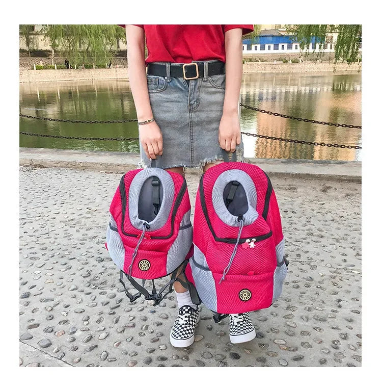 New Dog Pet Backpack Carrier Travel Bag Front Pack Breathable Adjustable with Safety Reflective Strips for Hiking Outdoor Cats