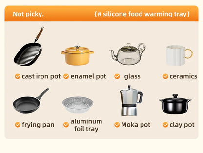TINSOL Korean-Style Electric Silicone Food Warmer Pad Foldable Heating Tray Portable Buffet Warmer Pad 6 Temperature Settings