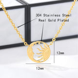 Simple Sun flower Pendant Necklace Stainless Steel  Necklace For women kid birthday Chirstma Gift Jewelry