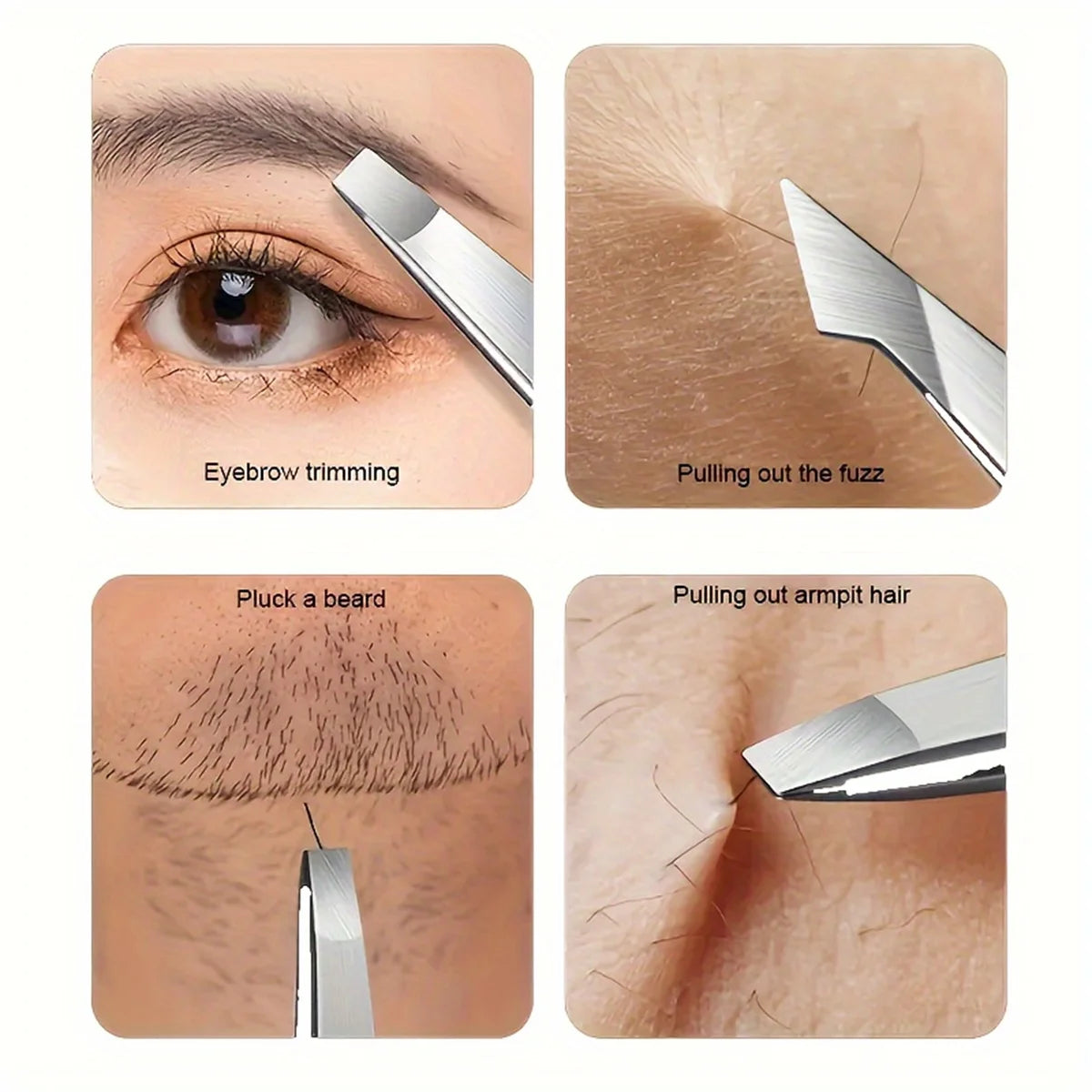 Eyebrow Tweezers Set 1/4 Pcs Stainless Steel Eyebrow Forceps Professional Beauty Tool Set For Facial Hair Inward Growing