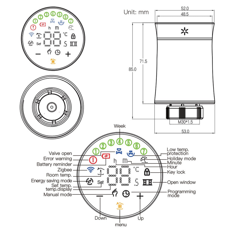 MOES ZigBee 3.0 TRV Thermostat Tuya Radiator Actuator Valve Smart Programmable Temperature Controller Alexa Google Voice Control