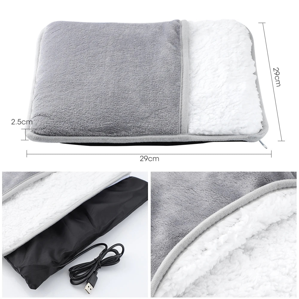 USB Portable Hand Warmer Rechargeable Plush Reusable Electric Foot Heater for Home Winter Hand Feet Abdomen Keep Warm