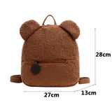 Portable Children Travel Shopping Rucksacks Casual Autumn Winter Lamb Fleece Women's Bagpack Cute Bear Shaped Shoulder Backpack