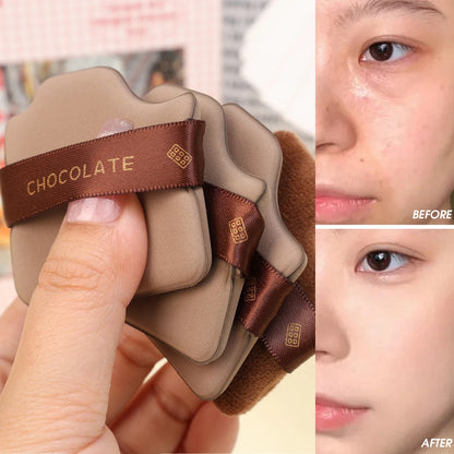 6pcs Dual-Use Cosmetics Puff Set Chocolate Cookie Soft Powder Puff Dry and Wet Foundation Air Cushion Makeup Sponge Beauty Tool