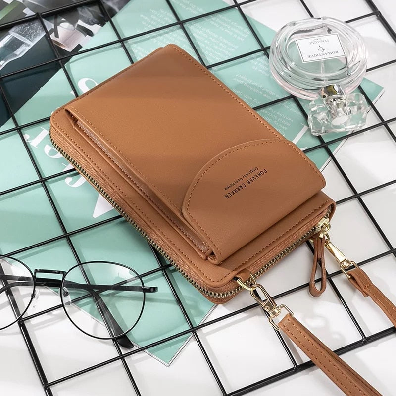 Women Shoulder Strap Purses Solid Color Leather Summer Bag Short Travel Mobile Phone Bag Card Holders Storage Wallet Flap Pocket