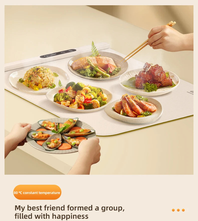TINSOL Korean-Style Electric Silicone Food Warmer Pad Foldable Heating Tray Portable Buffet Warmer Pad 6 Temperature Settings