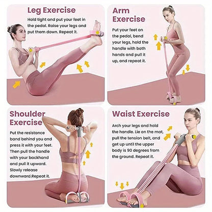 Multi-Function Resistance Band Set, 6 Tubes for Intense Workout, NBR Handles for Comfort, Office/Living Room/Bedroom Use