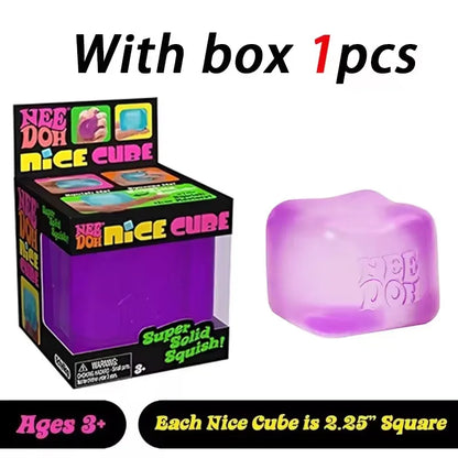 Ice Cube Squishy Fidget Toy, Soft Resilient Stress Relief Squeeze Cube Toy, Automatic Rebound Sensory Anxiety Relief Toy, Non-Toxic Portable Desk Fidget Nee Doh Cube for Kids Adults Classroom Office Relax Gift Random Multicol