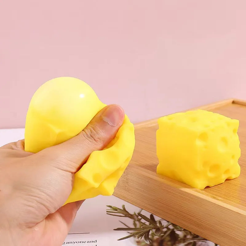 Cube Cheese Squeeze Toy Simulation Cheese Fidget Toy Slow Rebound Shapeable Venting Ball for Adult Stress-relief Squishy Toys
