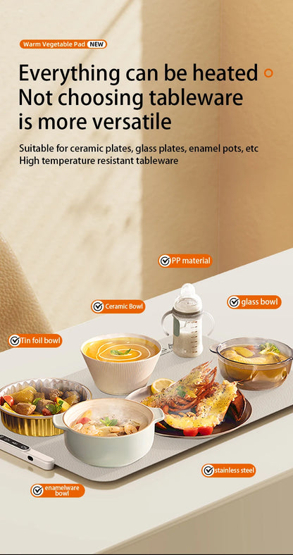 Electric Warming Tray Food Warmer Plate Foldable Portable Smart Food Fast Heating Mat Electric Warming Tray Food Warming Board