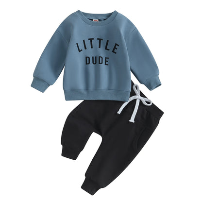 Citgeett Autumn Toddler Boys Fall Outfits Letter Print Long Sleeve Sweatshirts and Pants Spring Clothes Set