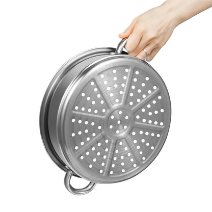 32CM Stainless Steel Steamer Pot 5-Tier Large Steaming Pot Cookware W/Lid & Handle for Vegetable, Dumpling, Stock, Sauce