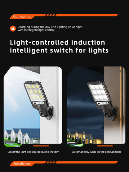 FAMCDC 4 Pack Solar Street Lights 108 COB LED Outdoor Wall Lights with Remote Control and Motion Sensor Adjustable 3 Modes Suita