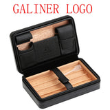 GALINER Cigar Humidor Case Charuto Cedar Wood Leather Travel Humidor Humidifier Set Gift Box (Without Lighter Cutter)