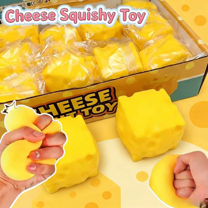 Cube Cheese Squeeze Toy Simulation Cheese Fidget Toy Slow Rebound Shapeable Venting Ball for Adult Stress-relief Squishy Toys