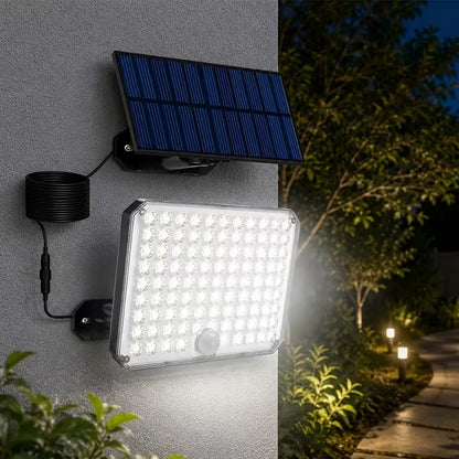 1/2Pack 95 LED Solar Security Lights Outdoor, Separated Solar Panel with Cable Motion Sensor Solar Flood Light, IP65 Waterproof Solar Wall Light for Yard Garage Patio Garden