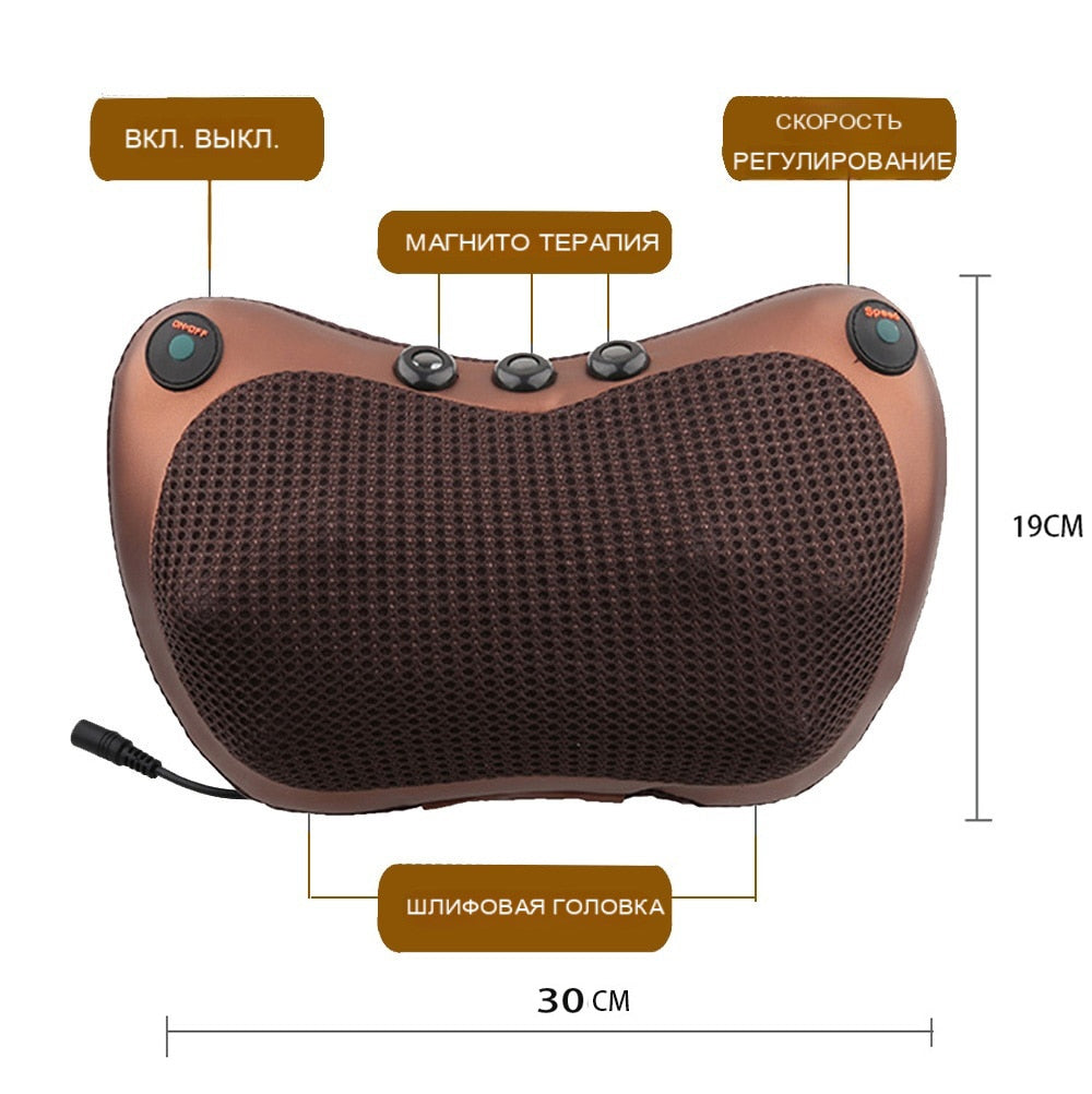 Head Neck Massager Car Home Cervical Shiatsu Massage Neck Back Waist Body Electric Multifunctional Massage Pillow Cushion