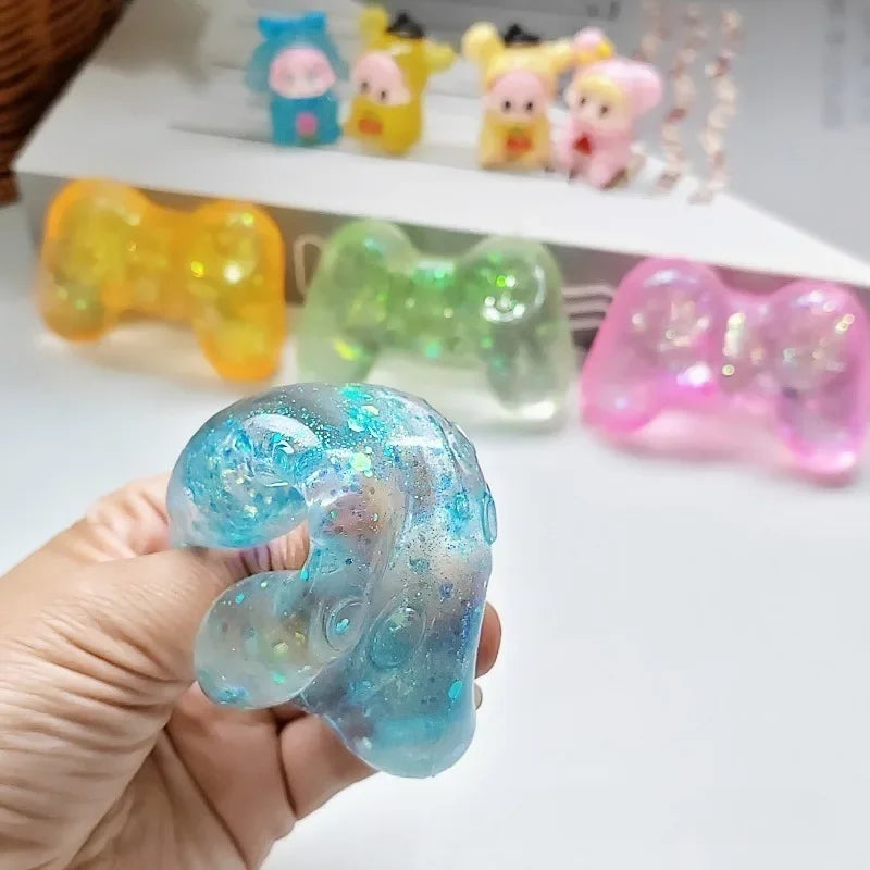 Slow Rising Squishy Toy Game Shape with Sequins Anti Stress Fidget Sensory Pinch Gift for Adults Kids