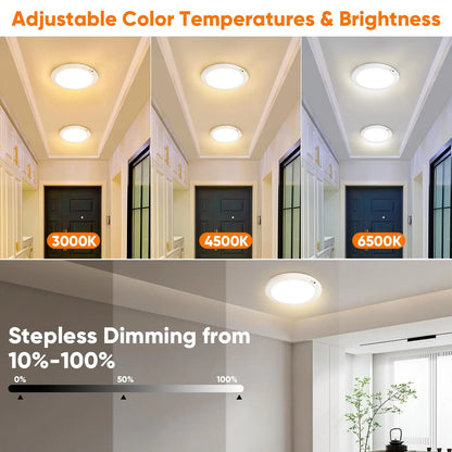 Rechargeable Motion Sensor Ceiling Light with Remote, Battery Operated Closet Light No Wiring, Wireless LED Shower Lights, 3 Colors Dimmable Indoor Overhead Lamp for Closet Shower Pantry Shed Hallway
