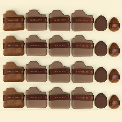 6pcs Dual-Use Cosmetics Puff Set Chocolate Cookie Soft Powder Puff Dry and Wet Foundation Air Cushion Makeup Sponge Beauty Tool