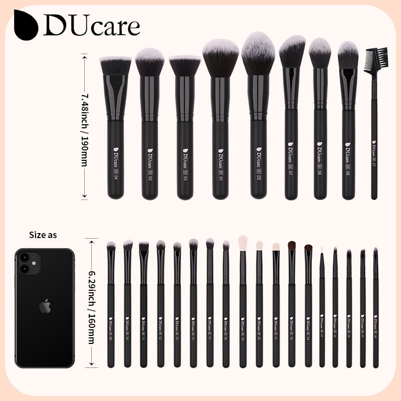 DUcare Black makeup brush Professional Makeup Eyeshadow Foundation Powder Soft Synthetic Hair Makeup Brushes