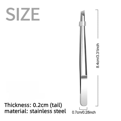 Stainless Steel Precision Tweezers Multi Functional Slant Tip Tool for Eyebrow Beard Facial Hair Removal Unisex Daily Grooming Accessory