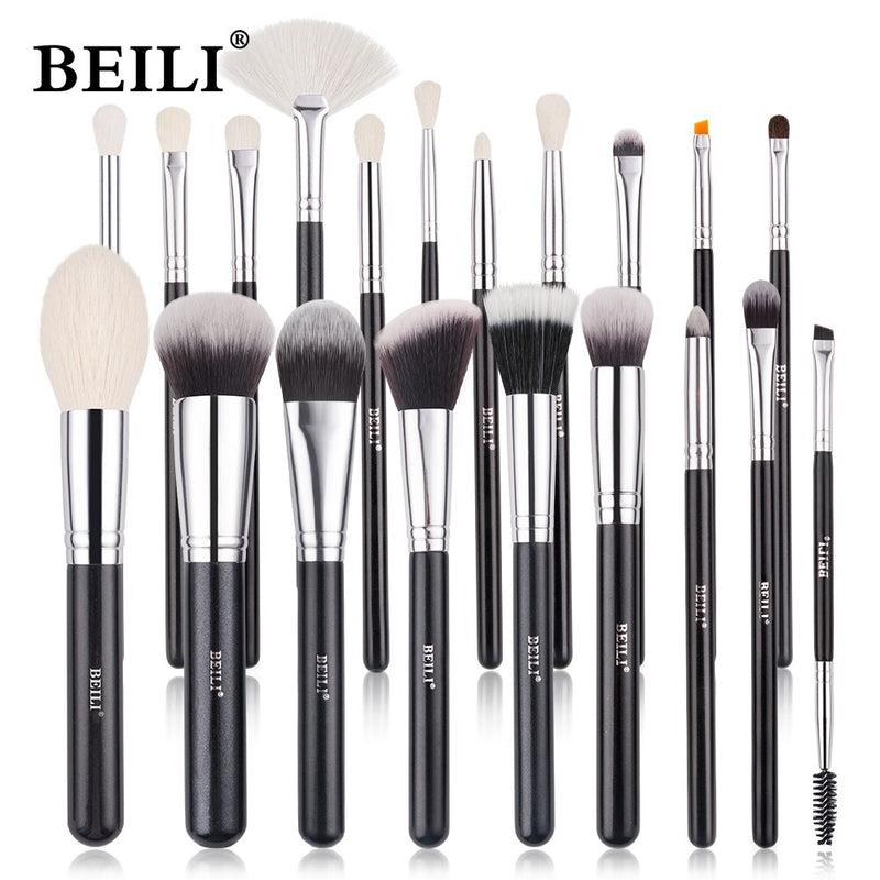 BEILI Goat Makeup Brush Set Eyeshadow Makeup Brushes Professional Foundation Blending Eyebrow Fan Blush