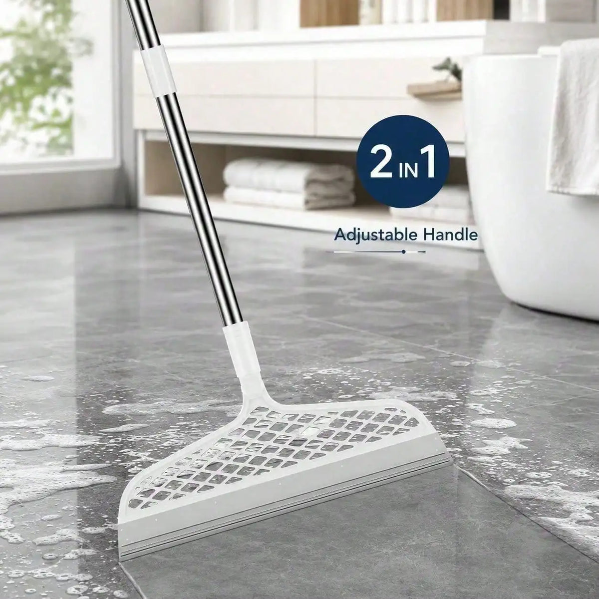 Silicone Broom, Silicone Floor And Carpet Cleaner, Plastic Handle For Stains And Spills, Home Cleaning Tool & Pet Hair Remover,Broom Sweeper.