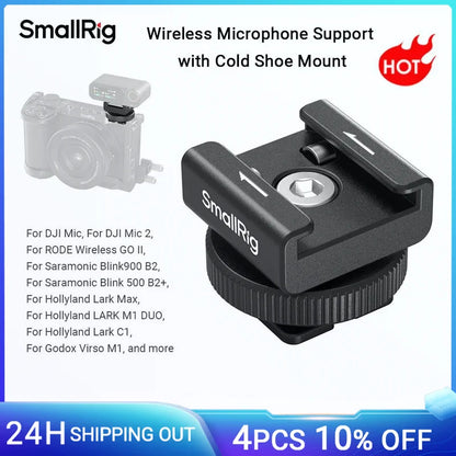 SmallRig Camera Flash SWireless Wireless Microphone Support with Cold Shoe Mount for DJI Mic/Mic 2 for RODE Wireless GO II -4822