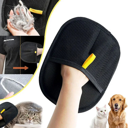 Portable Pet Hair Removal Gloves, 2-in-1 Mitts with Static Lint Brush, Washable & Reusable Dusting Glove for Dogs Cats Shedding Hair